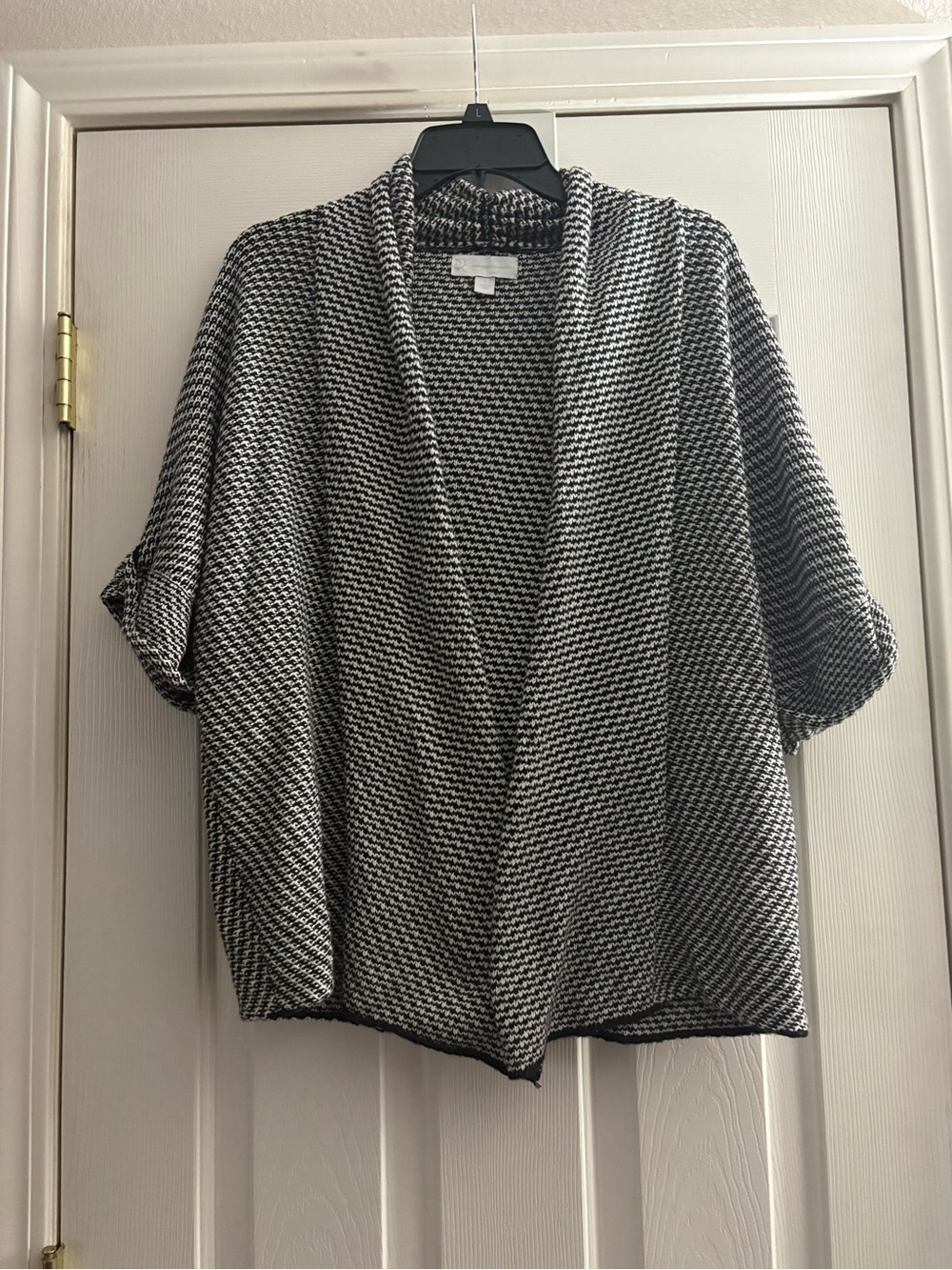 New York & Company Black and White Open Drape Cardigan